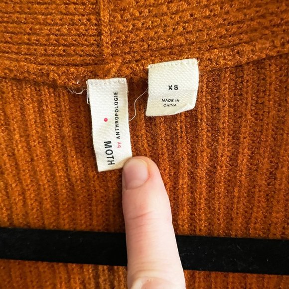 Anthropologie Moth Sweater Freeport Ribbed Knit V Neck Tie Front  Extra Small - Picture 3 of 8